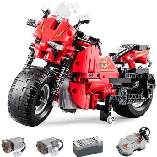 484 PCS Electric Building Blocks RC Motorcycles Car Vehicle Model Bricks Technical Remote Control Toys Boys Gifts