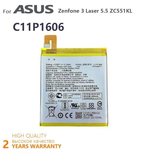 100% Original 2900/3000mAh C11P1606 Battery For ASUS Zenfone 3 Laser ZC551KL 5.5" Z01BDB Z01BDA Z01BD Z01BDC Batteria Batteries