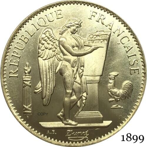 France Third Republic Francaise 1899 A 100 Francs Liberte EGALITE FRATERNITE Gold Coins Brass Metal Copy Coin