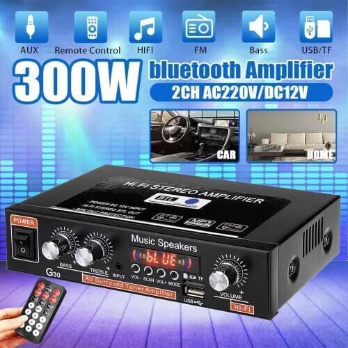 Car Bluetooth Stereo Amplifier 2 Channel Hifi Digital Audio Home Karaoke Powerful Car Amplifier Music Speaker Car Auto Subwoofer