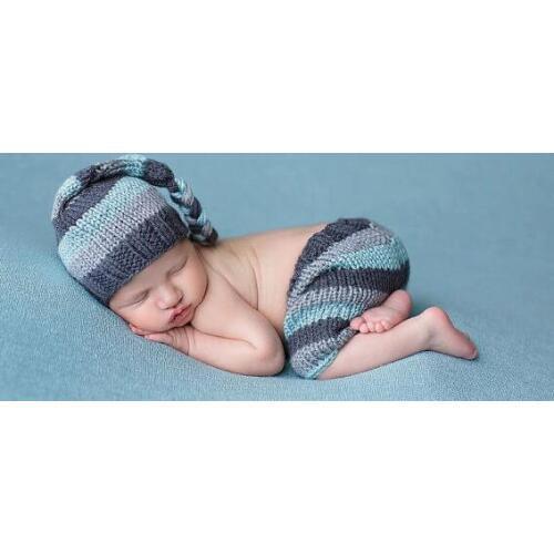 Free shipping, Baby Pixie Elf Hat with pants baby sets,Newborn Long tailed hat with stars moon photo props size:0-1m,3-4m