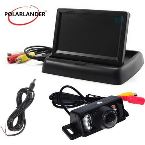 Wireless 4.3" inch Foldable TFT LCD Car Monitor add CCD Reverse Rear view Night Vision Camera