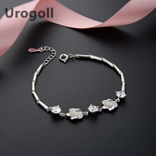 Noble Bracelet Pure S925 Sterling Silver Bracelet Zircon Flower Bracelet Jewelry Accessories Gift For Girl Women Dress Up