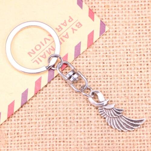 New Fashion Keychain 10x31mm angel wings Pendants DIY Men Jewelry Car Key Chain Ring Holder Souvenir For Gift