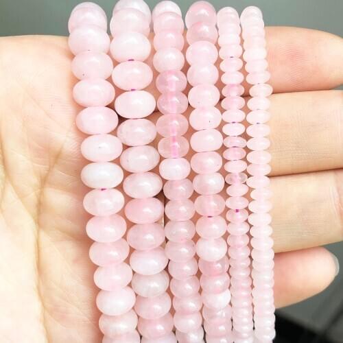 Natural Stone Pink Quartz Round Rondelle Loose Round Beads For Jewelry DIY Making Bracelet Charms Accessories 15'' 4 6 8mm