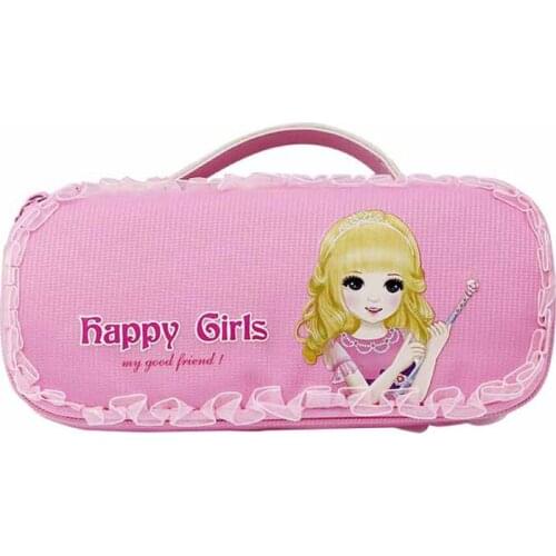 High capacity Pencil Case With Handle Cute Nylon Cloth Pencil Box for School Girl Pen Bag Pencil Holder Pen Organizer Pouch