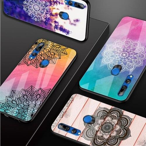 Mandala flower pattern Tempered Glass Phone Case For Huawei honor 8X 9 10i 20i 20Lite 20Pro 30 Pro Cover Shell