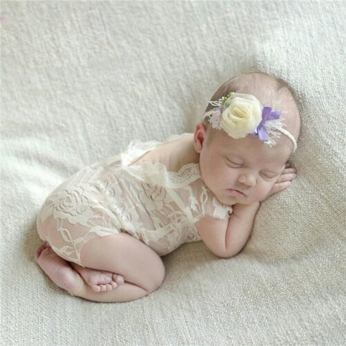 Baby Newborn Lace Romper Photography Props Accessories Infant Bebe Girls Floral Lace Top Photo Props Clothes Black White