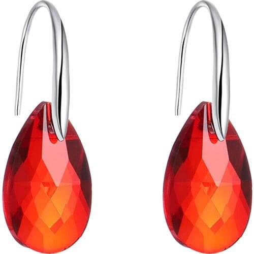 Elegant 5 Colors Rhinestone Water Drop Earrings For Women Geometric Crystal Pendientes Piercing Earrings Wedding Party Oorbellen