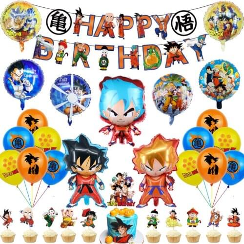 WUKONG Foil Balloons Dragon Cartoon Japan Anime Latex Ballons Happy Birthday Banner Party Supplies Kids Boys Hero Decorations
