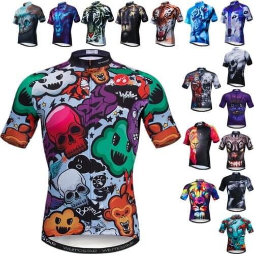 Weimostar Skull Cycling Jersey Mens Summer MTB Bike Jersey Shirt Maillot Ciclismo Breathable Bicycle Clothing Cycling Clothes