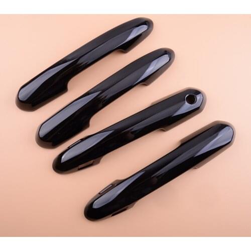 4pcs/Set Glossy Black Car Exterior Door Handle Cover Trim with Smart Keyholes ABS Plastic Fit for Toyota RAV4 2021 2020 2019