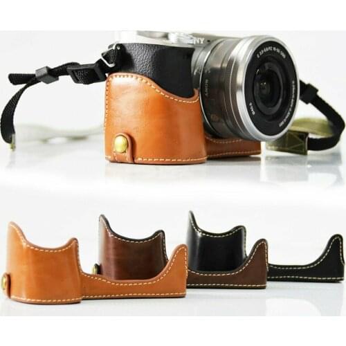Pu Leather Camera Bag Body Cover Base Half Protector Case Grip For Sony Alpha A6400 A6300 A6000