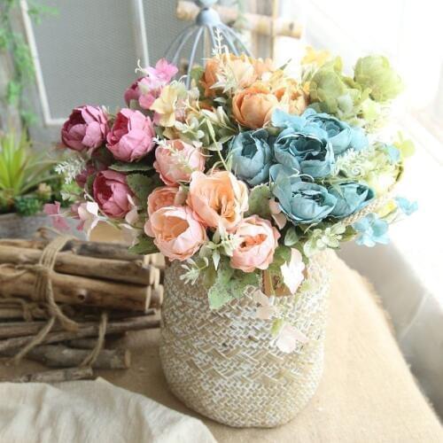 6 colors Peony Bouquet Artificial flower wedding Decoration bridal bouquet garden plastic fake flower plant For DIY Home Decor