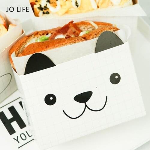 JO LIFE 50pcs/set Cartoon Creative Bread Paper Bag Cake Sandwich Box Breakfast Packaging Baking Wrapping Supplies