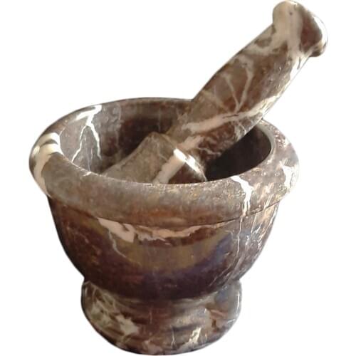 Kapadokya Onyx Stone Mortar Large Size Garlic and Spice Crusher Beater Handmade