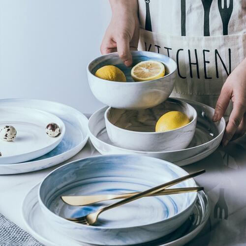 MUZITY Ceramic Plates Under Glazed Porcelain Soup Plate 8/11 inch Creative Design Plate Dish