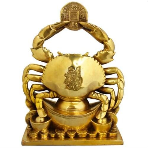 Chinese pure copper Crab Yuan Baofu Creative office home crafts ornaments
