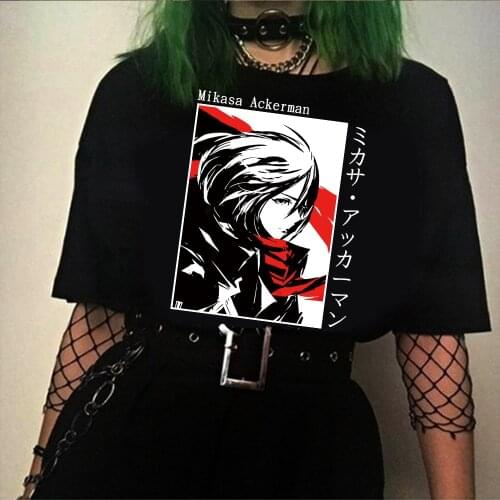 Japanese Anime Attack on Titan T Shirt Men Kawaii Summer Tops Mikasa Ackerman Graphic Tees Cartoon Unisex T-shirt Male
