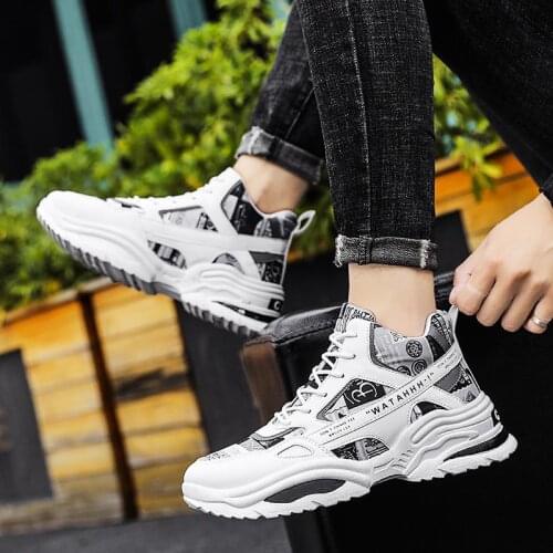 High Top Platform Chunky Sneakers Mens Sports Shoes Running Trainers Men Footwear for Sport for Men White Gray Runners GME-1210