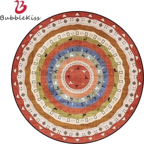 Bubble Kiss Round Carpet Cute Fawn Pattern Customized Rugs Home Living Room Decoration Floor Mat Fashion Anti Slip Area Foot Pad