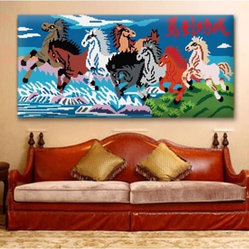 Pulaqi Horse Galloping Latch Hook Tapestry Kits Foamiran for Needlework Latch Hook Embroidery Isolon In Rolls Living Room Crafts