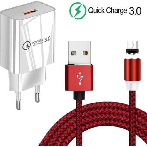 Magnetic Micro usb Charge Cable For Samsung galaxy Huawei Honor Xiaomi Redmi 7 Meizu ZTE LG android Phone QC 3.0 Fast charger