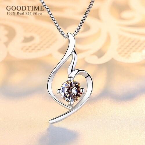 Fashion Heart Pendant Pure 925 Sterling Silver Necklace Zircon Rhinestone Necklace Chains Valentine Gift For Women Lady