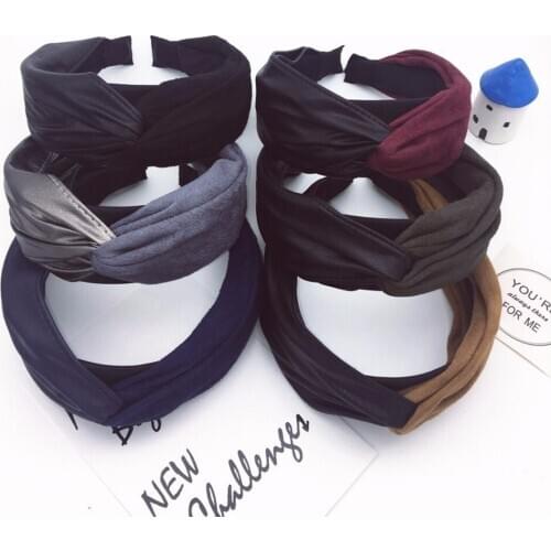 Fashion Fabric Buckskin Velvet Headband for Girl Casual Wide-brimmed Hairband Cross Hit Color Hair Accessories for Women