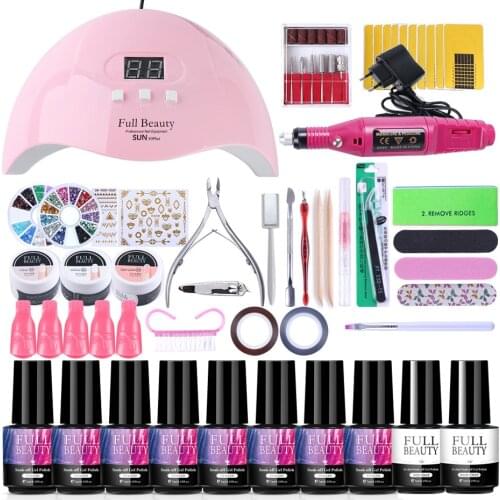 Nail Set for Manicure Kit UV Led Lamp With Electric Drill Machine Nail Gel Polish Varnish Pedicure Nail Extension Tools TR1581
