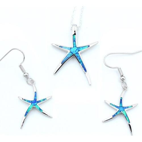 Classic Starfish Ocean Theme Necklace Earrings Jewelry Set Trendy Women Pendant Necklace For Female Friend Wedding Party Gift