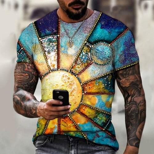 New mens 3D printing T-shirt oil painting abstract pattern T-shirt custom short-sleeved street hip-hop plus size casual wear