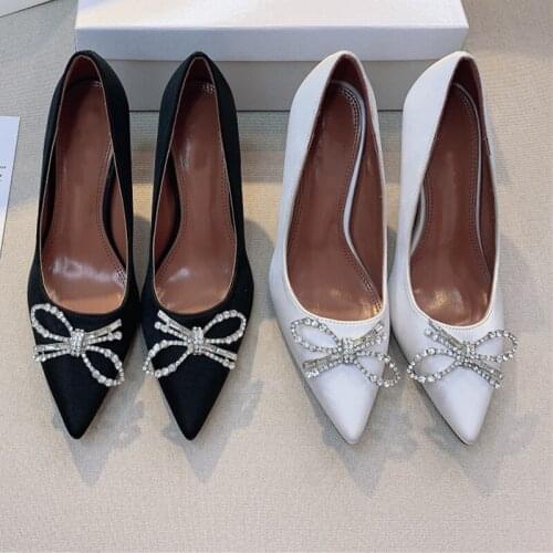 2021 New Womens High Heels Rhinestone Bow Fashion Stiletto Pumps