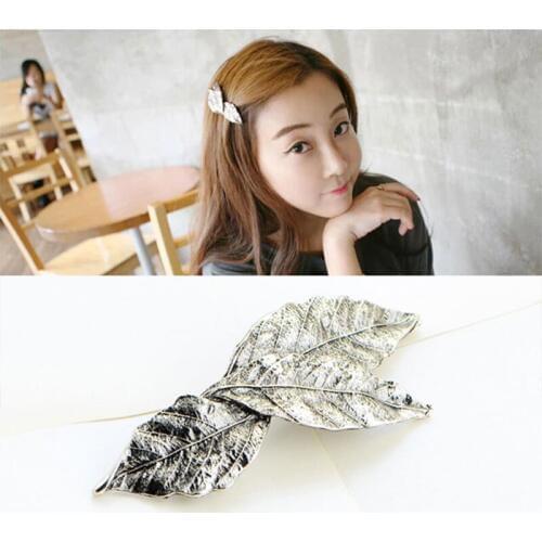 Single Double & Triple Vivid Leaf Golden Silver Metallic Hair Clips and Pins for Women Headwear Barrettes Hair Accessories