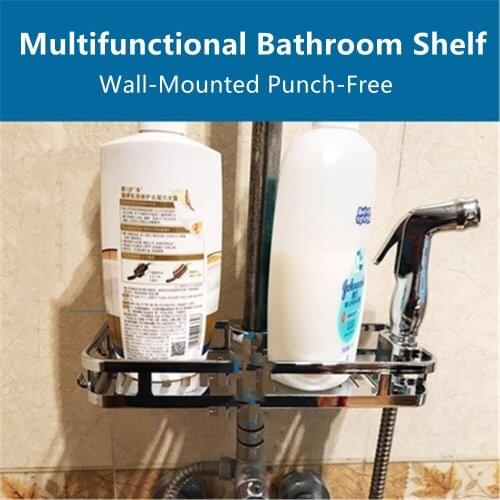 Single Tier Shower Shelf Wall-Mounted Lifting Storage Rack for Shampoo Multifunctional Bath Organizer Tray Bathroom Accessories