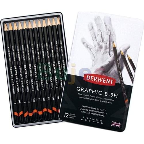 Original UK Derwent Graphic series 12/24 pcs Sketch pencil Multiple hardness Sketching painting set student art supplies
