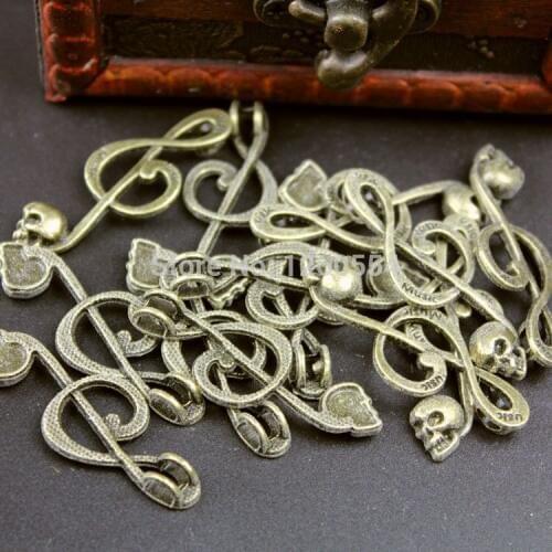 P1517 DIY retro accessories ancient bronze alloy Music Skull