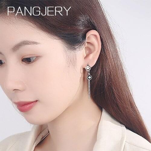 PANGJERY Prevent Allergy 925 Sterling Silver Asymmetric Earrings for Women Funny Rabbit Smiley Face Anniversary Jewelry Gifts