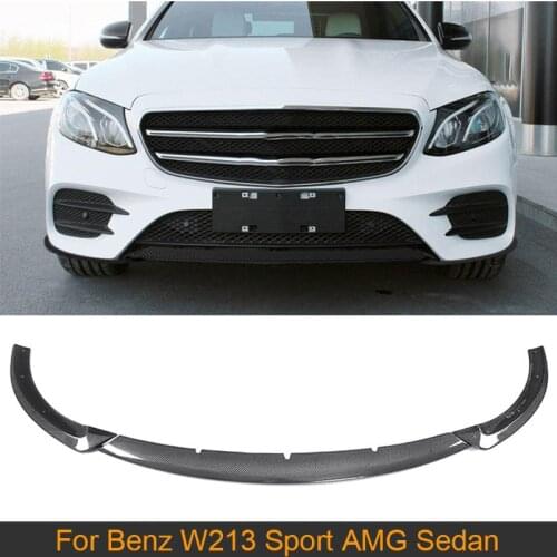 Carbon Fiber Front Bumper Lip Spoiler Splitters For Mercedes Benz E Class W213 E200 E300 E43 AMG Sport Sedan 4 Door 2017 2018