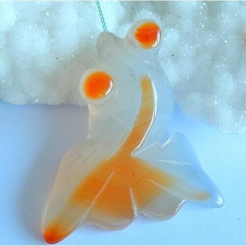 Carved Red Agate Fish Pendant Bead,46x43x14mm,24.13g