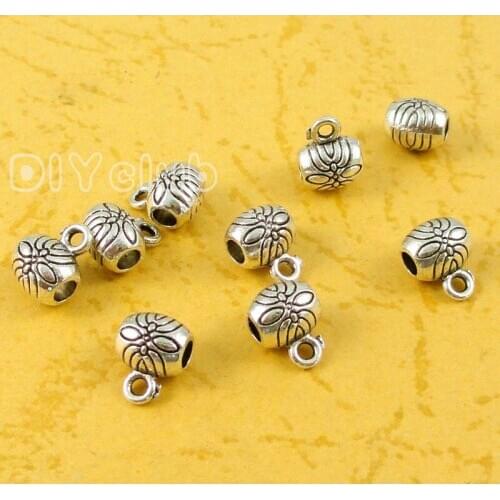 150pcs-Antique Silver Bail Beads Charms Perfect for Bracelets or Necklaces 8x6x5mm