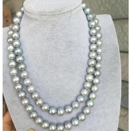 Stunning 9-10 MM NATURAL TAHITIAN GRAY PEARL NECKLACE 36'' 50"