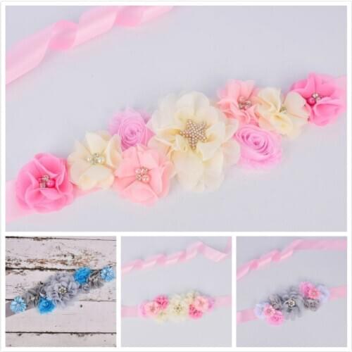 New Arrival Floral Maternity Sash Pregnancy Belly Belt Photo Props Gift Baby Shower Party 4 Color Options