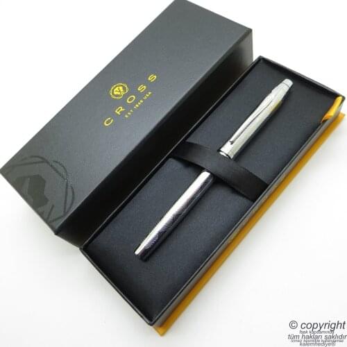 Cross AT0086-92MS Herringbone Embroidered Chrome Fountain Pen | Cross Pen | İsme Special Pen