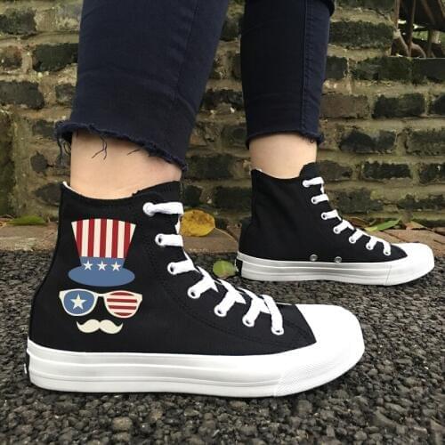 Wen Design Star Stripes Flip Flops Hat Sunglasses Black White Canvas Shoes High Unisex Sneakers Skateboard Boy Girls Flat Shoes
