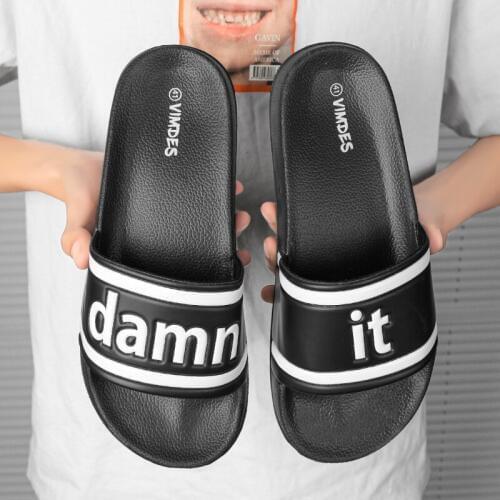 Men Women Slippers Big Size 36-46 Mens Shoes Casual Breathable Beach Sandals Slippers Wedge Black White Flip Flops Men Slides