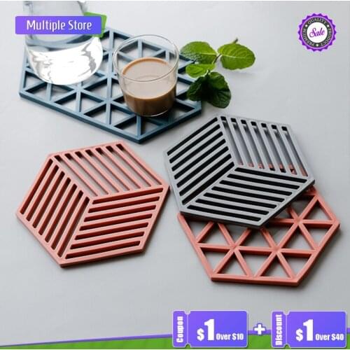 Nordic PVC Tea Cup Mat Place Table Silicone Anti Slip Heat Resistant Hollow Pot Bowl Mat With Placemat Coffee Drink Coasters