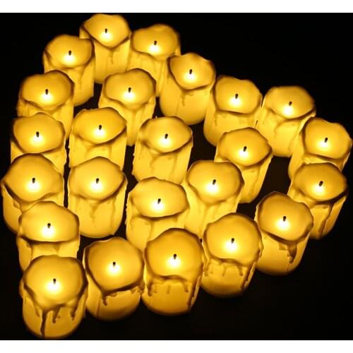 Flameless Candles Battery Operated Led Tealight Small With Electric Flickering Flame Best For Romantic Decor Warm White/Yellow