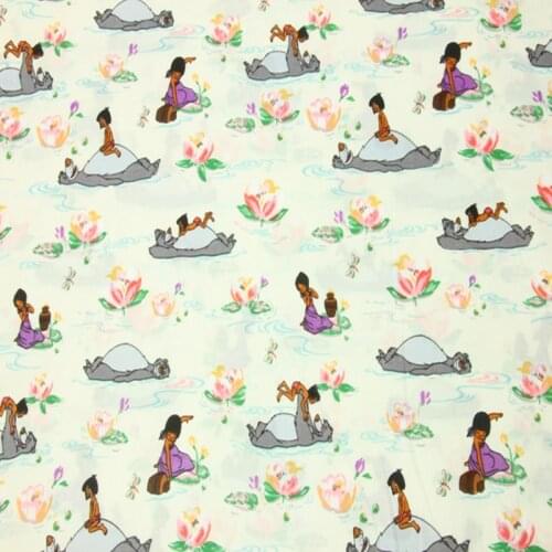 Disney The Jungle Book Flowers 100% Cotton Fabric for Girl Clothes Hometextile Cushion Cover Backpack Needlework DIY