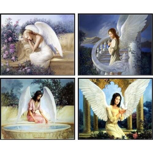 Counted Cross Stitch Kits Needlework Embroidery - Crafts 14 ct Aida DMC Color DIY Arts Handmade Home Decor - Four Angels